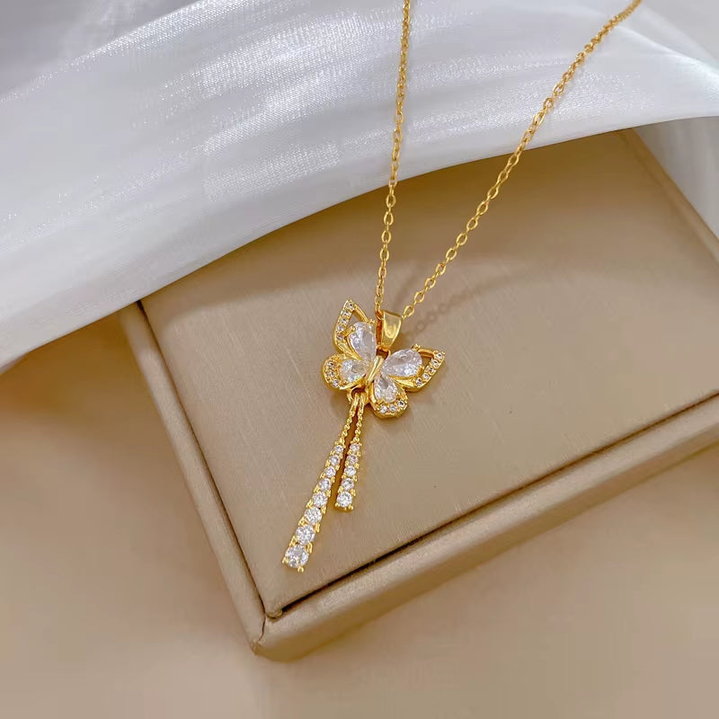 Luna Bloom Butterfly Tassel Necklace – Grace in Every Glimmer