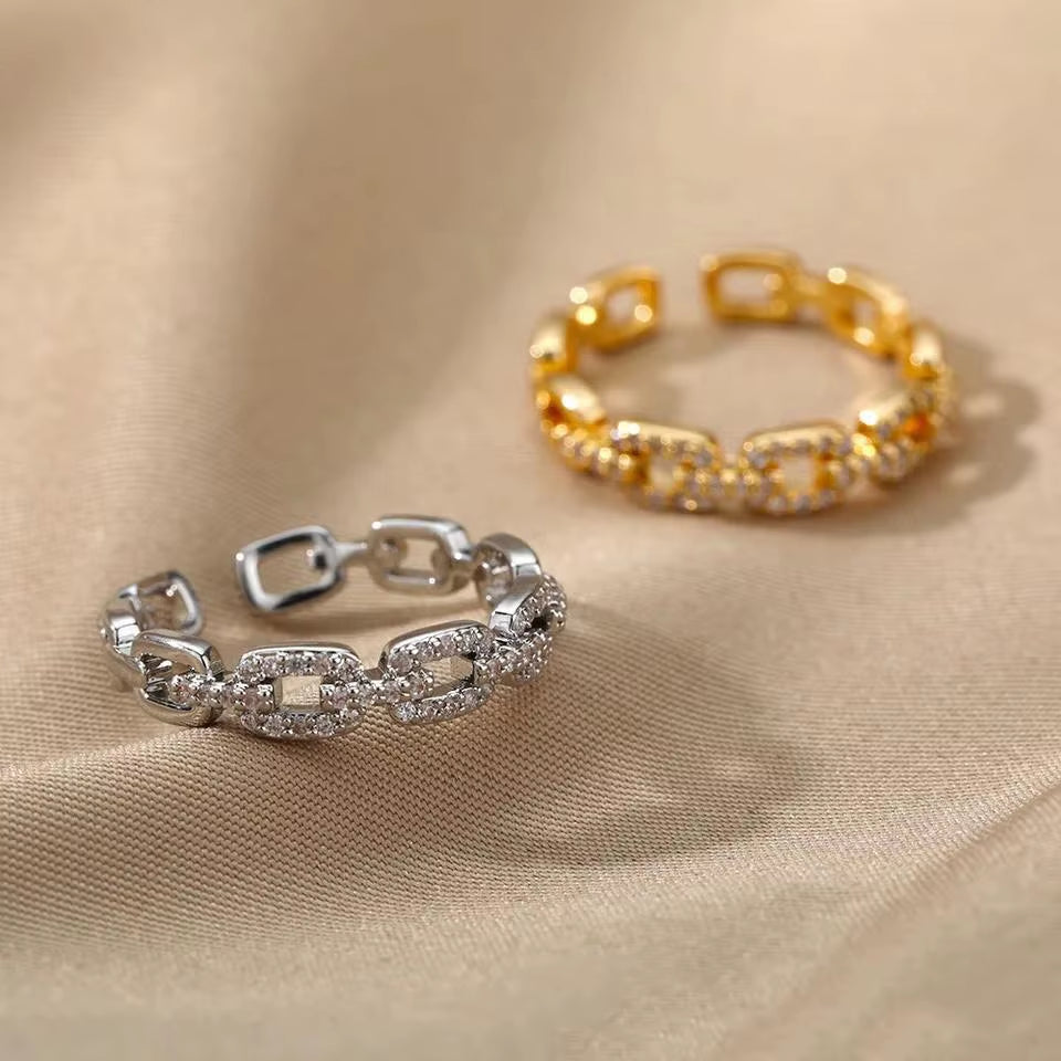 EverTwist™ Geometric Zircon Open Ring – Timeless Sparkle, Modern Love